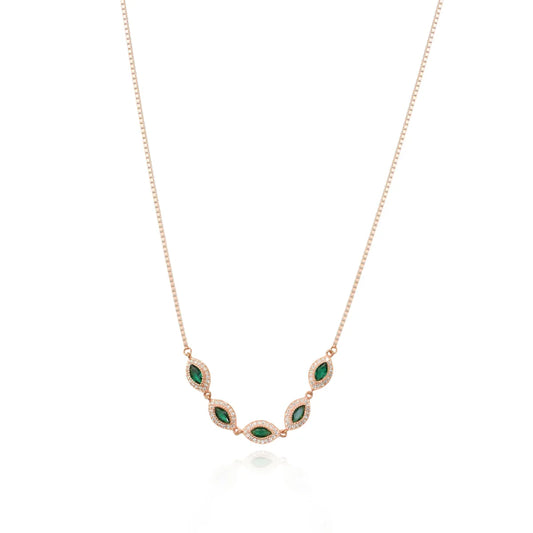 Emerald Whisper Charm Necklace - 925 Silver