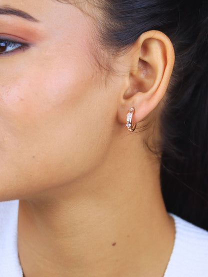 Celeste Rose Gold Huggie Hoops - 925 Silver