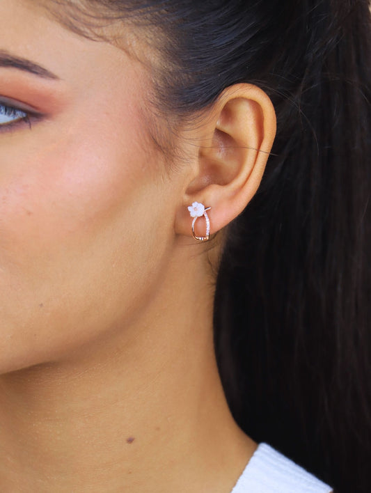 Blush Bloom Hoops - 925 Silver