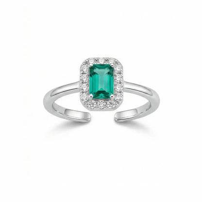 Emerald Halo 925 Silver Adjustable Toe Ring