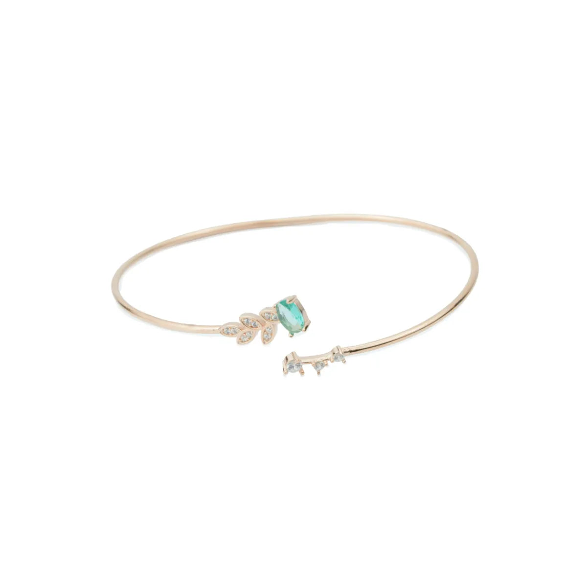 Emerald Leaf Glow Rose Gold Kada - 925 Silver