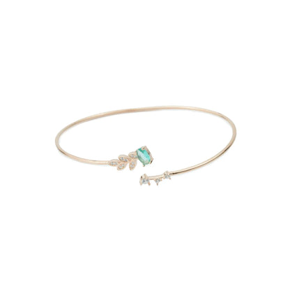 Emerald Leaf Glow Rose Gold Kada - 925 Silver