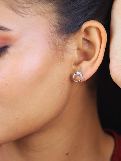 Crystal Crown Silver Hoops - 925 Silver