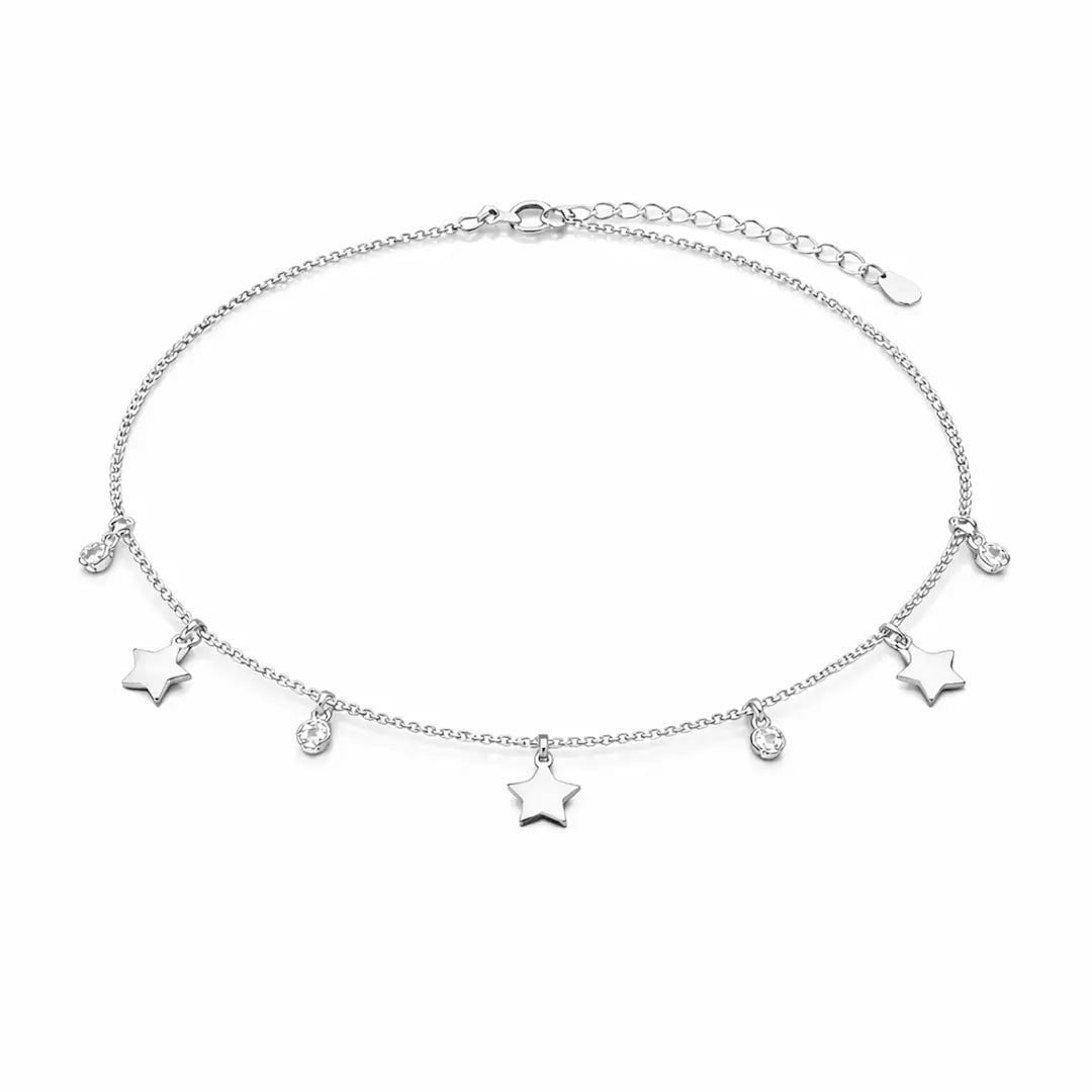 Celestial Sparkle 925 Silver Star & Drop Adjustable Bracelet