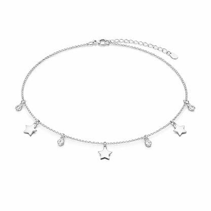 Celestial Sparkle 925 Silver Star & Drop Adjustable Bracelet