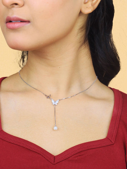Pearl Flutter Necklace - 925 Silver