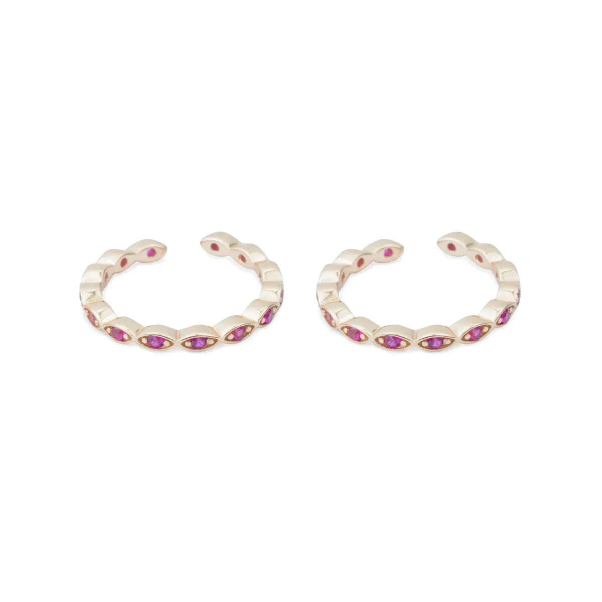 Ruby Wave 925 Silver Adjustable Rose Gold Toe Ring