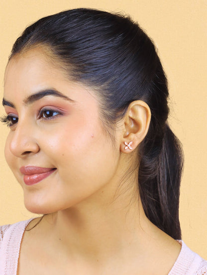 Petal Kiss Stud Earrings - 925 Silver