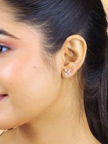 Petal Kiss Stud Earrings - 925 Silver