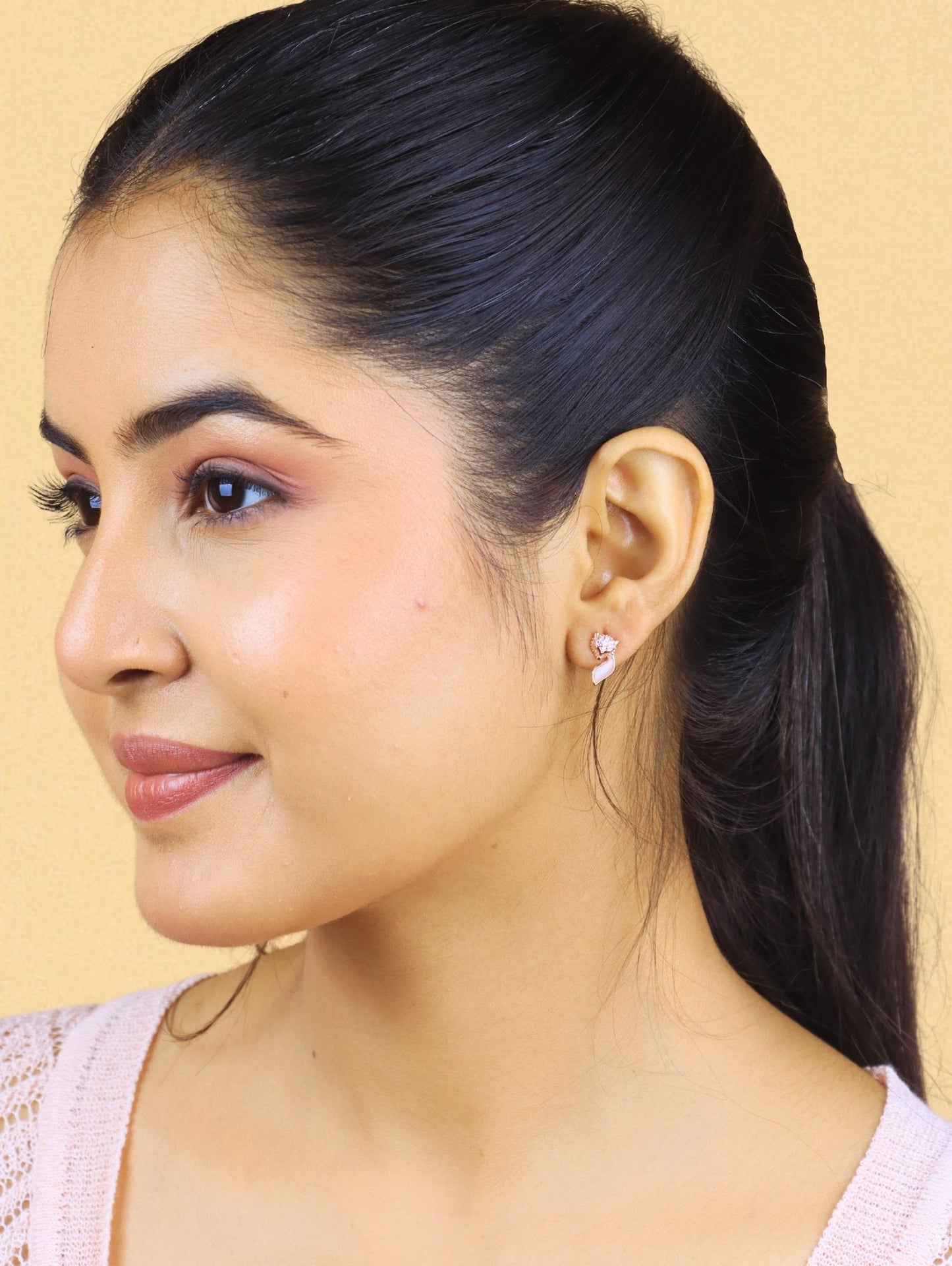 The Foxy Grace Rose Gold Studs - 925 Silver