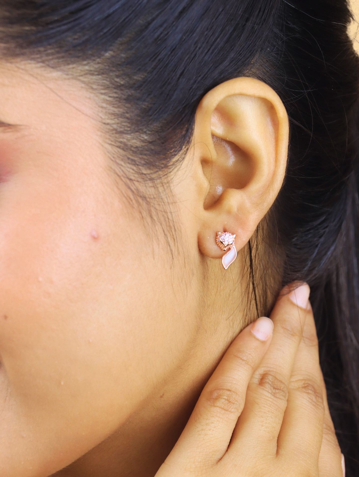 The Foxy Grace Rose Gold Studs - 925 Silver