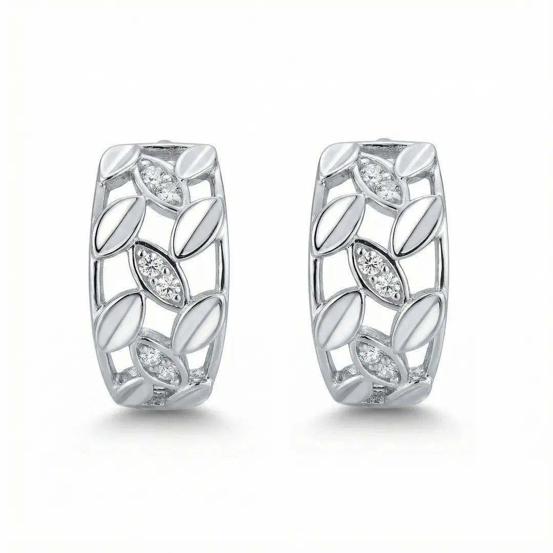 Luna Vine Silver Hoops Earrings  - 925 Silver