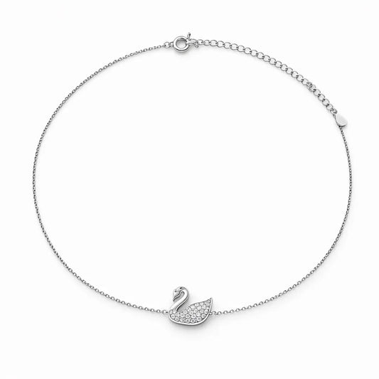 Majestic 925 Silver Radiant Swan Adjustable Link Bracelet