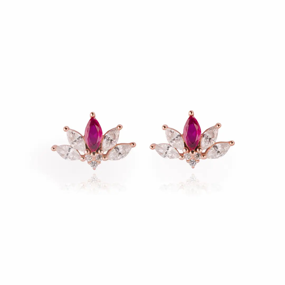 Radiant Bloom 925 Silver Lotus Marquise Stud Earrings