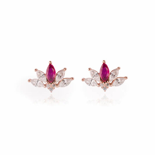 Radiant Bloom 925 Silver Lotus Marquise Stud Earrings