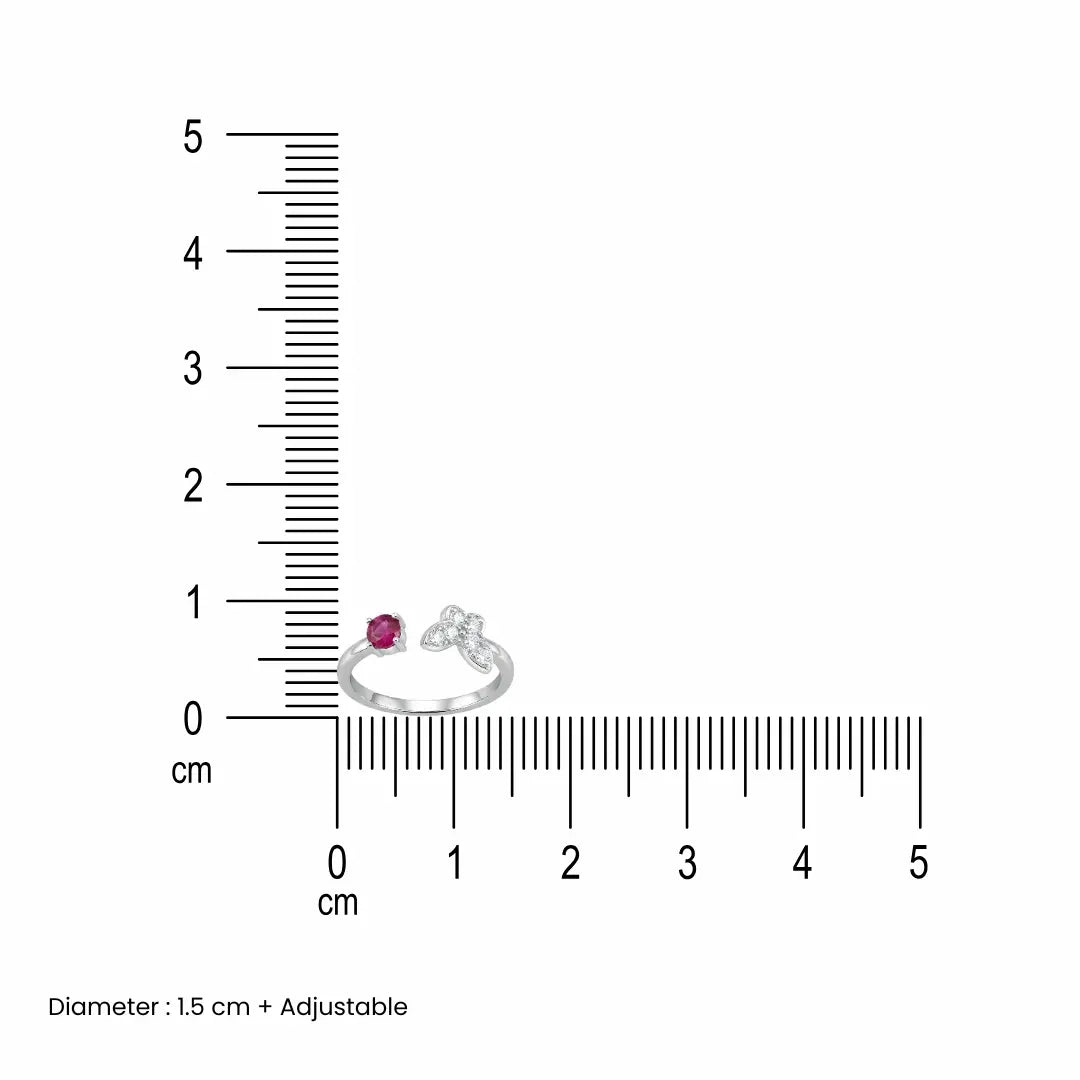 Ruby Flutter 925 Silver Adjustable Toe Ring