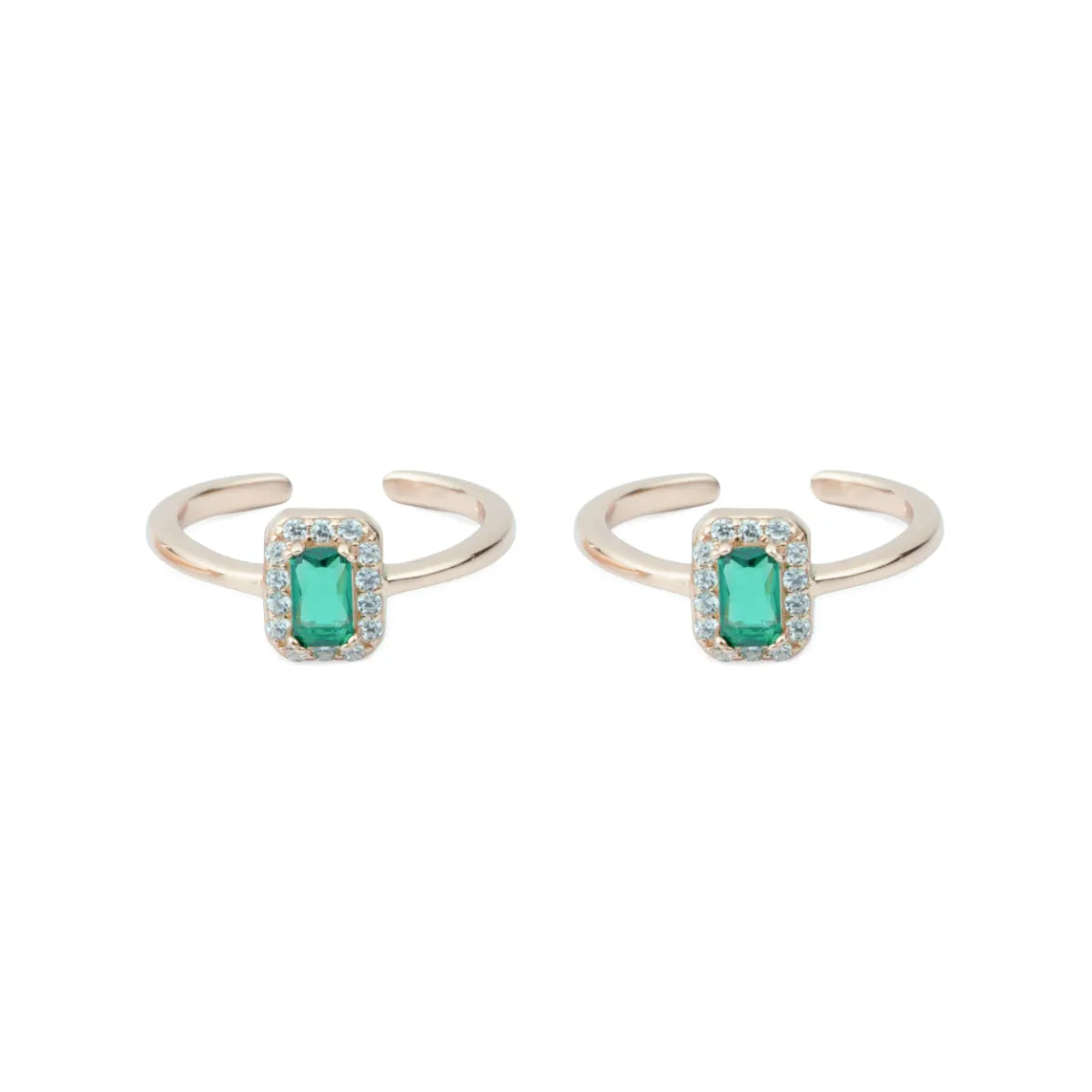 Emerald Halo 925 Silver Adjustable Toe Ring