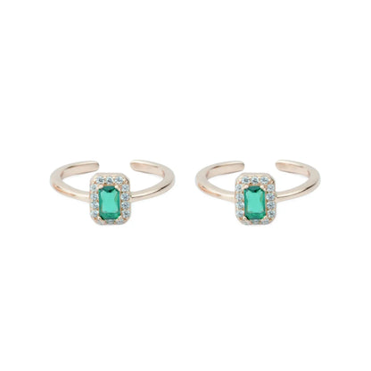 Emerald Halo 925 Silver Adjustable Toe Ring