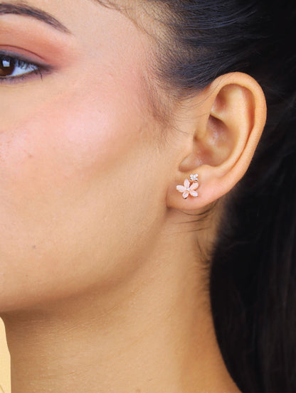 The Blossom Glint Rose Gold Studs -925 Silver