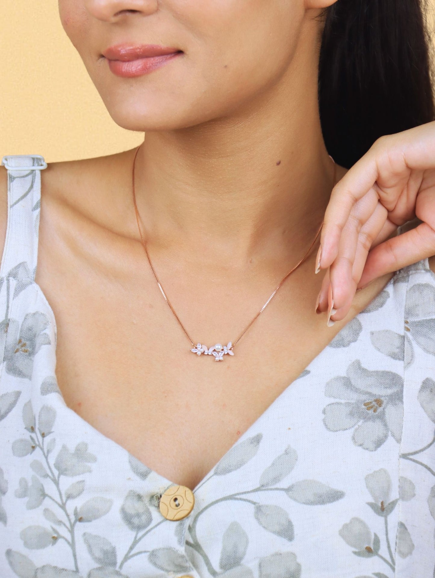 Blossom Grace Rose Gold Pendant Necklace - 925 Silver