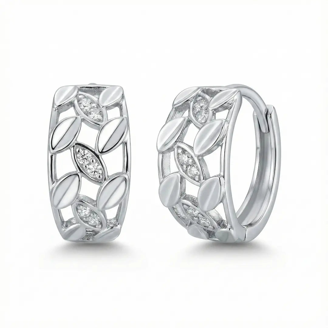 Luna Vine Silver Hoops Earrings  - 925 Silver