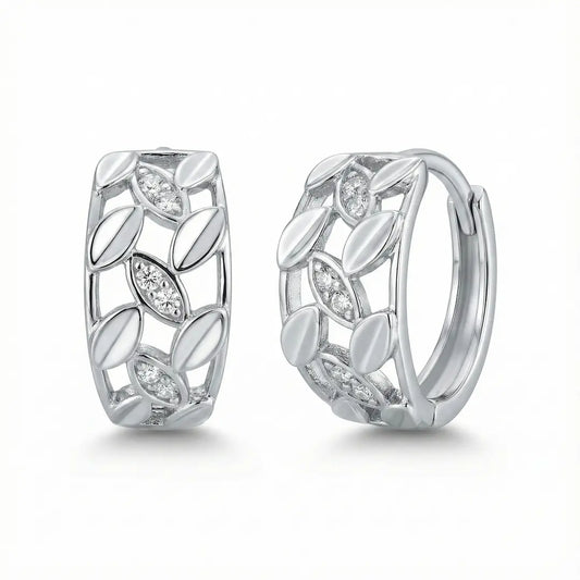 Luna Vine Silver Hoops Earrings  - 925 Silver