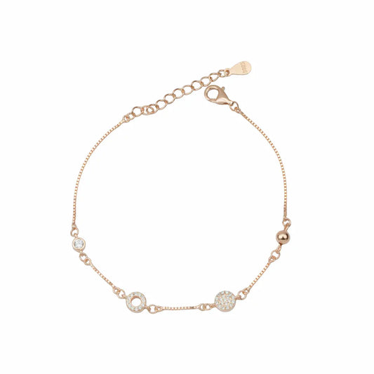 925 Sterling Silver Rose Gold Celestial Orb Adjustable Bracelet