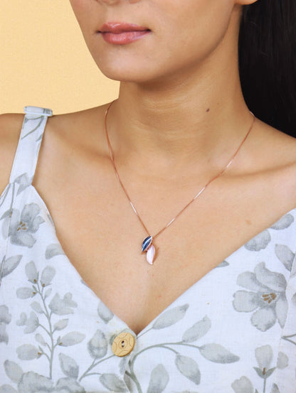 Whispering Leaves Rose Gold Pendant Necklace - 925 Silver