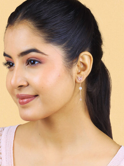 The Blush Flutter Pearl Drop Earring - 925 silver