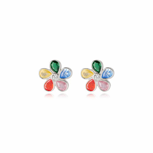 Vibrant Flora 925 Silver Multi-Color Petal Studs