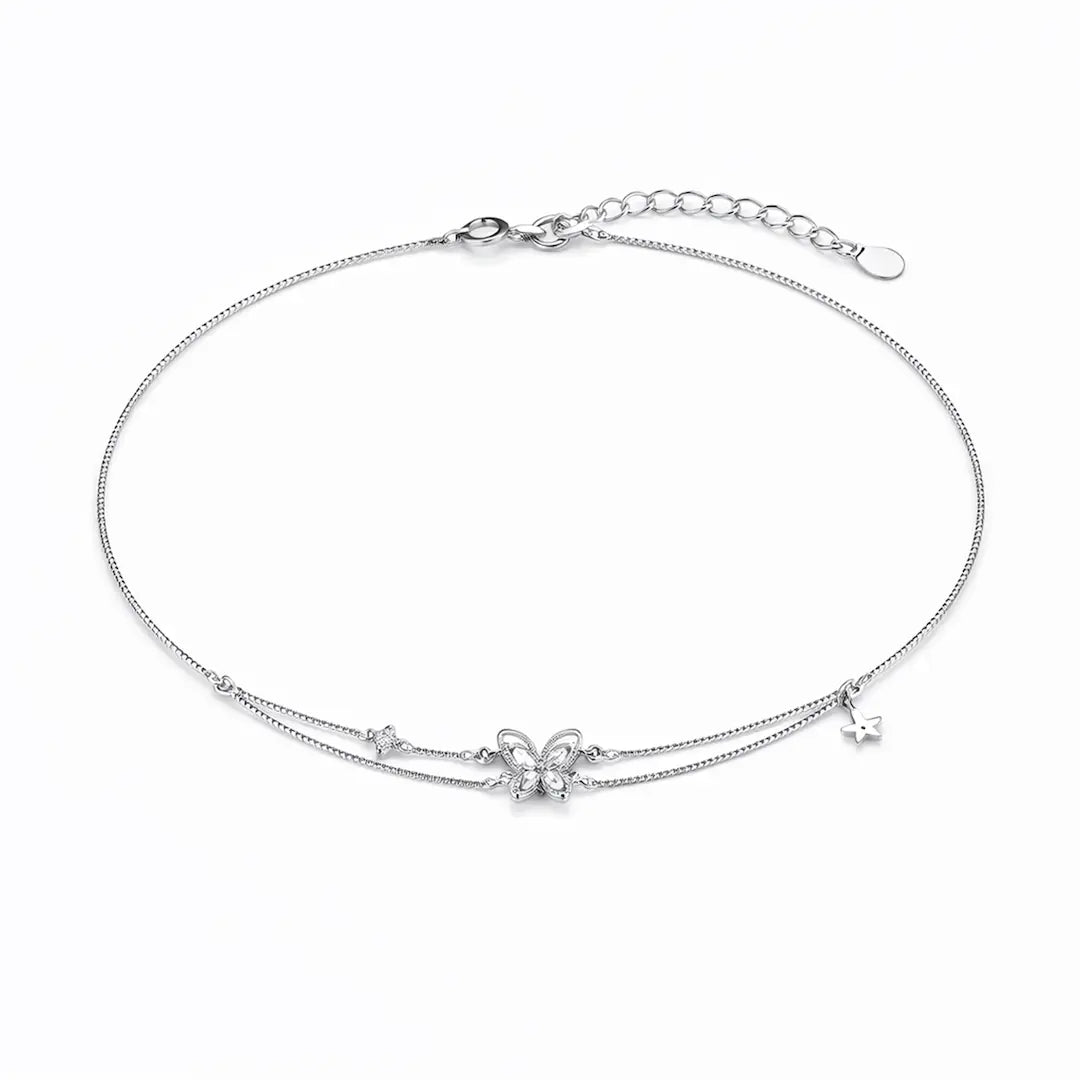 Whimsical 925 Silver Butterfly & Star Duo Adjustable Bracelet
