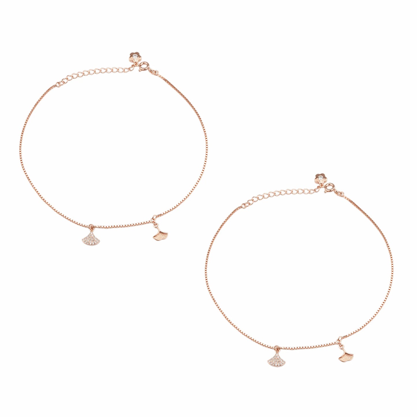 Silver Blossom Rose Gold Anklet