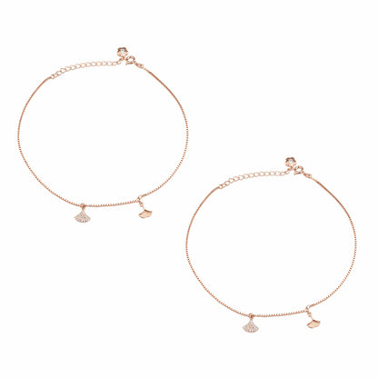 Silver Blossom Rose Gold Anklet