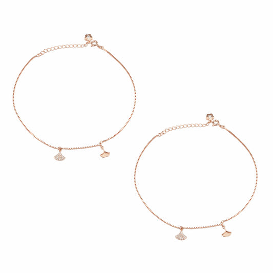 Silver Blossom Rose Gold Anklet