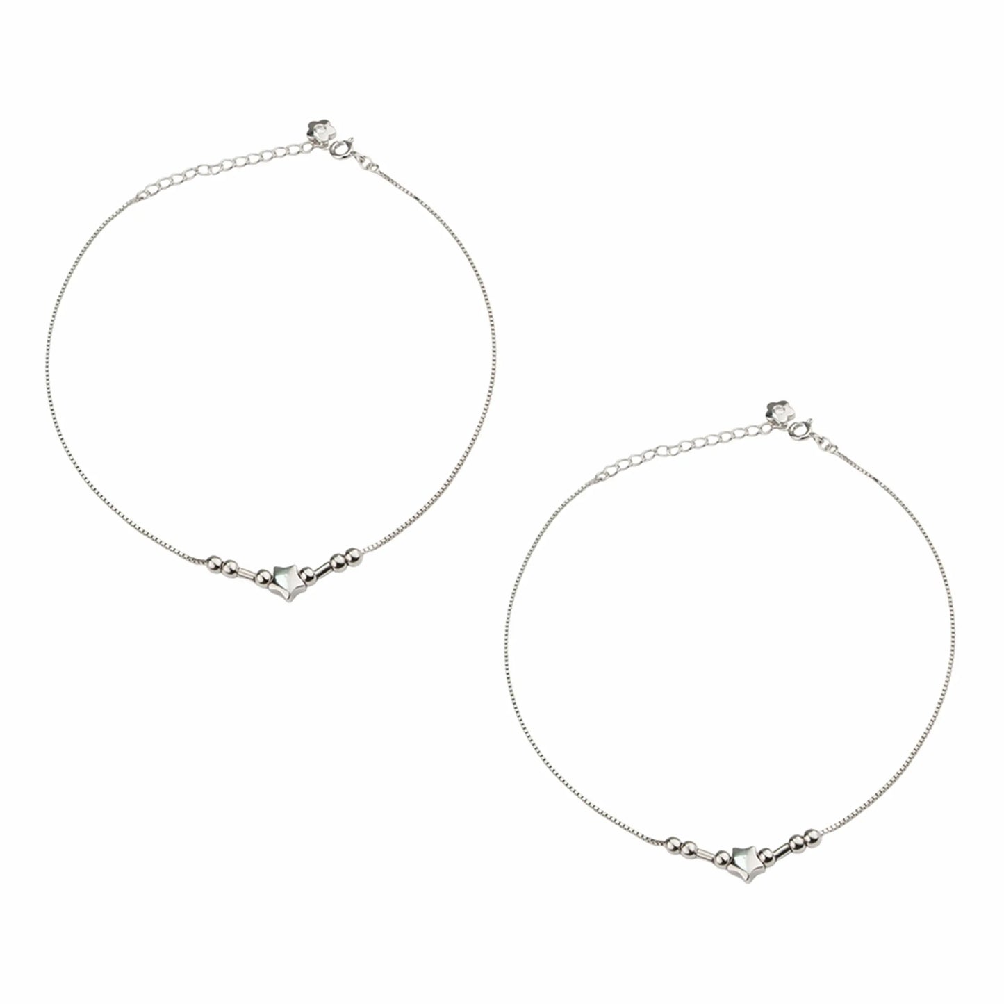 The Ethereal Silver Heart Anklets