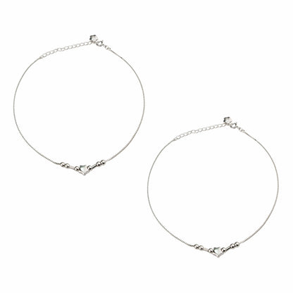 The Ethereal Silver Heart Anklets