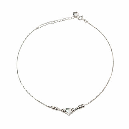 The Ethereal Silver Heart Anklets