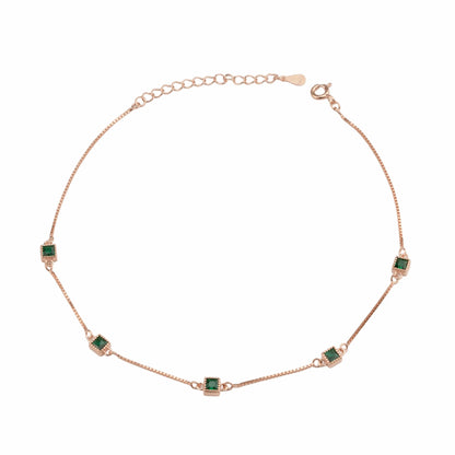 Emerald Whisper Silver Anklet,