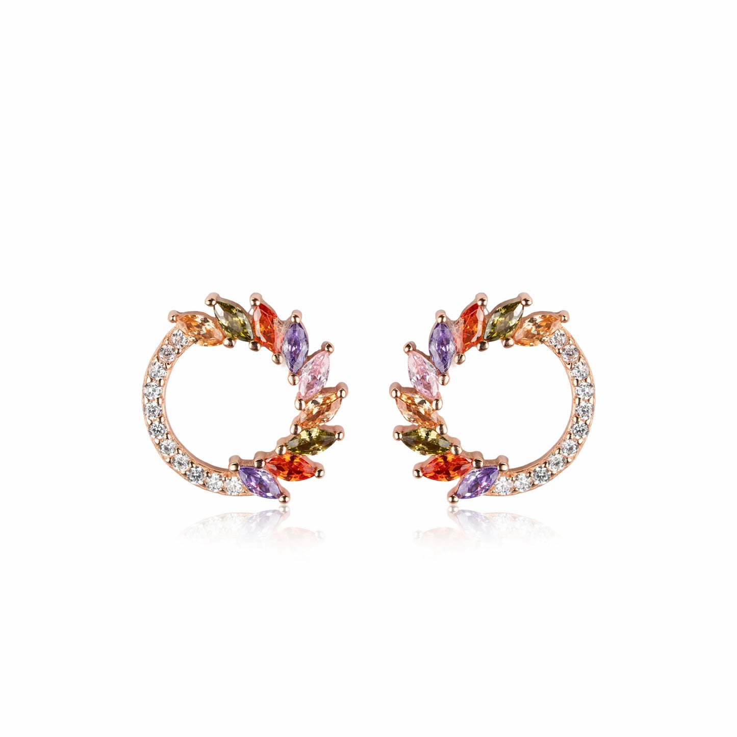 Aurevita Rainbow Rose Gold & 925 Silver Stud Earrings