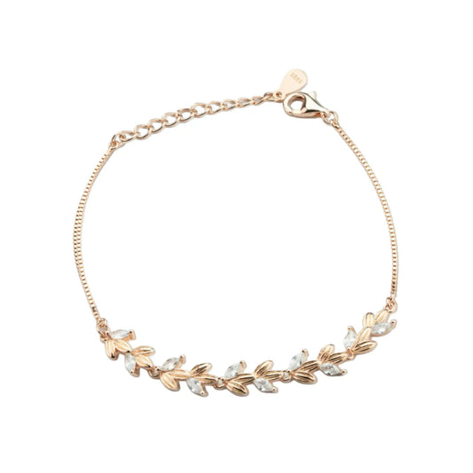 Leaf Whisper Rose Gold Silver Bracelet