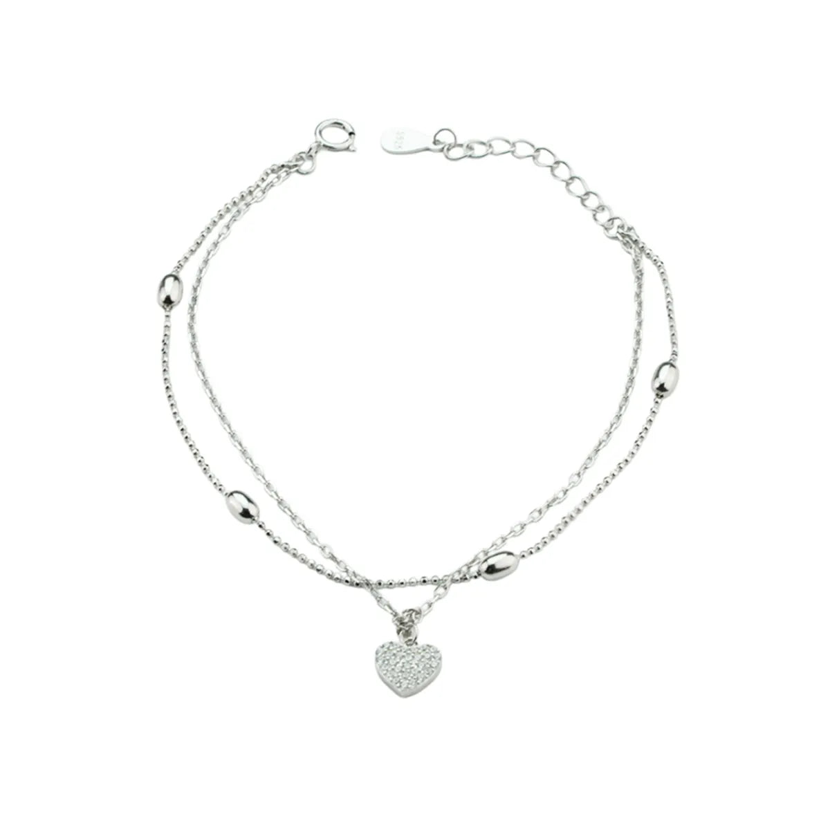 Heart’s Elegance Rhodium Silver Bracelet