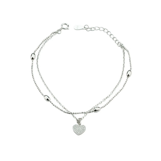 Heart’s Elegance Rhodium Silver Bracelet