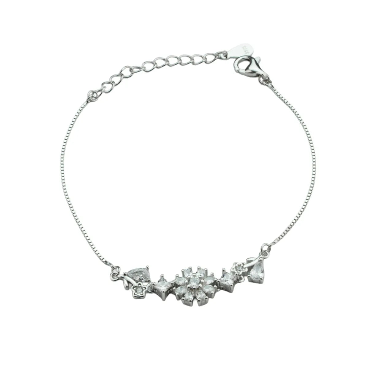 Celestial Bloom Rhodium Silver Bracelet