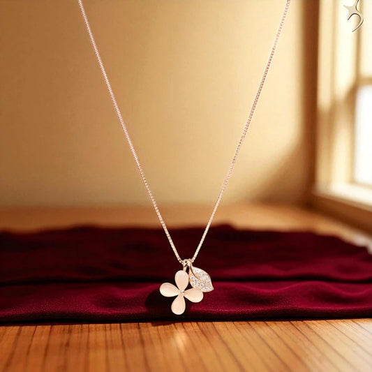 Blush Bloom Floral Necklace - 925 Silver
