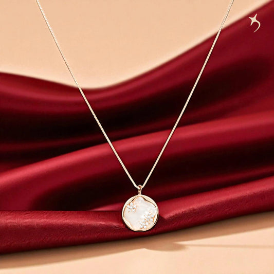 Celestial Bloom Mother-of-Pearl Pendant Necklace - 925 Silver