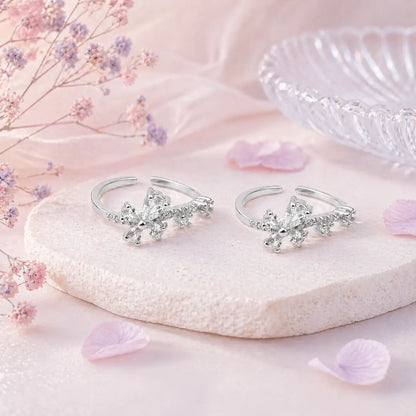 Blossom Spark 925 Silver Rose Gold Adjustable Toe Ring