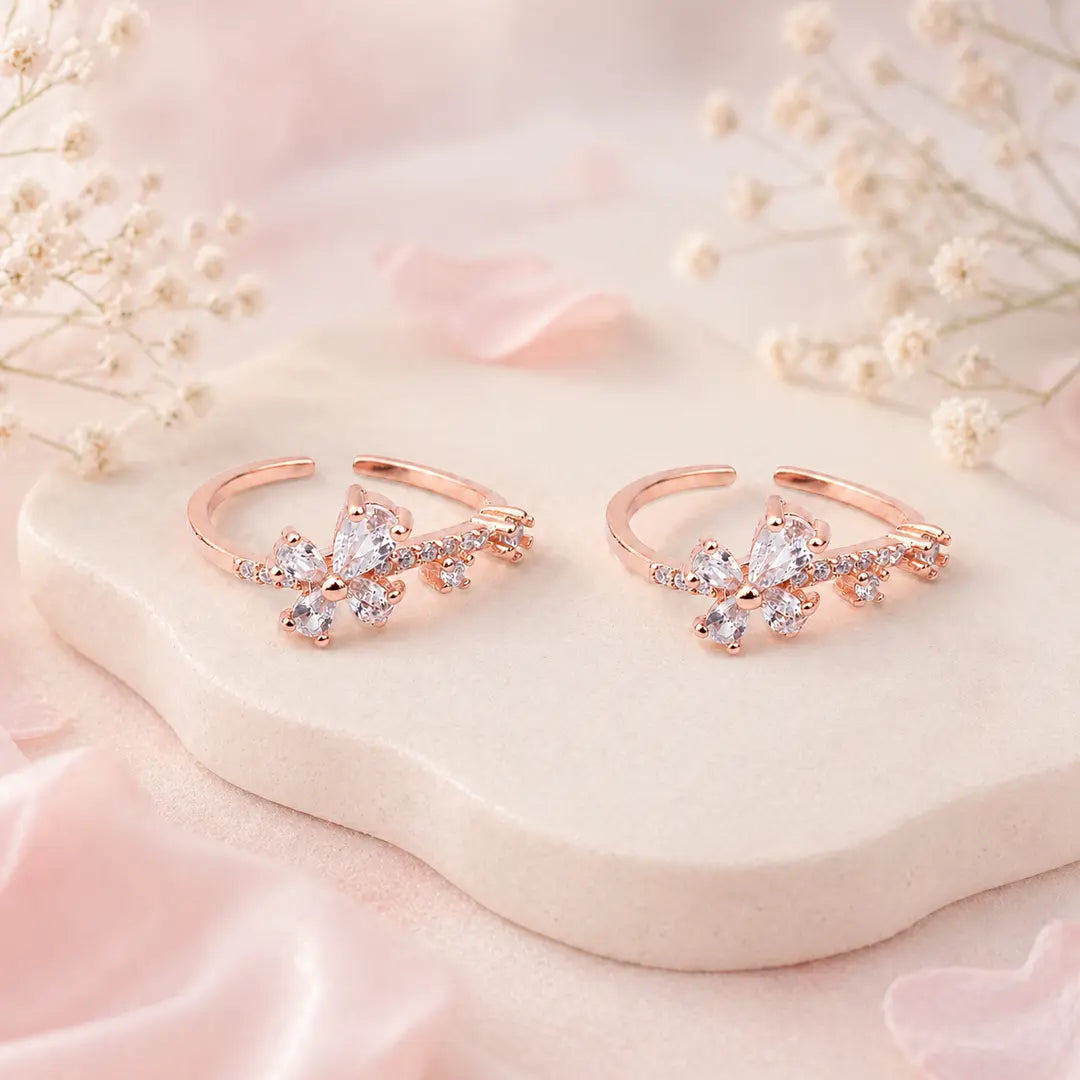 Blossom Spark 925 Silver Rose Gold Adjustable Toe Ring