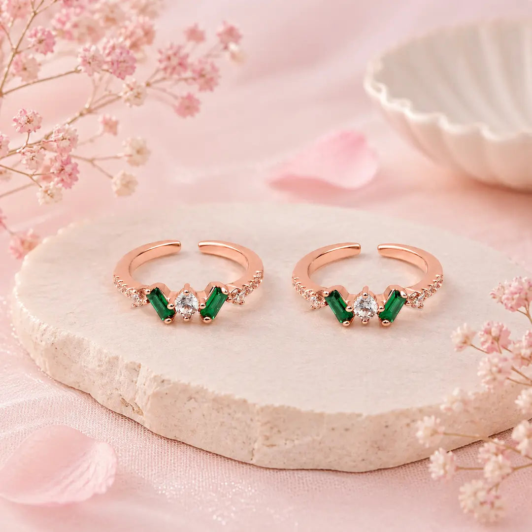 Emerald Grace  Adjustable Toe Ring-925 Silver
