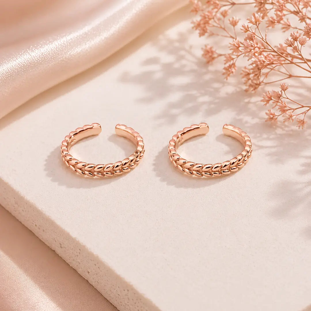 Elegant Leaf Curve 925 Silver Adjustable Toe Ring