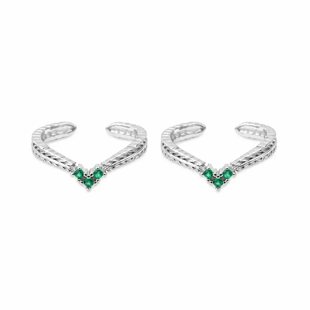 Emerald Whisper Gold Toe Rings